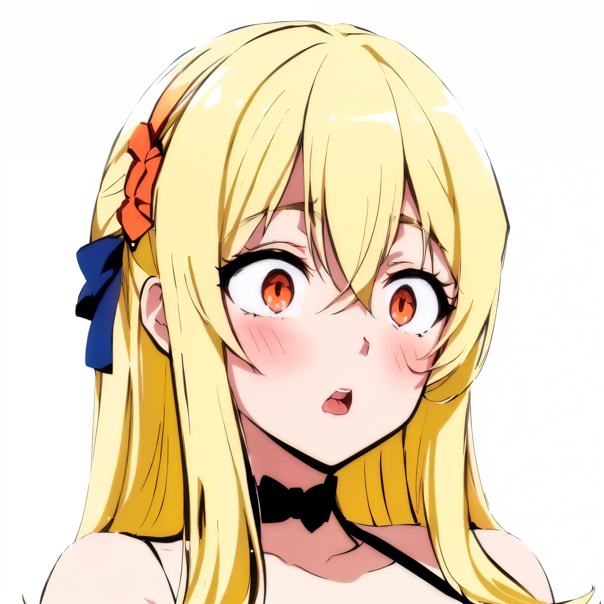 High resolution, One girl, chest, Blonde, Simple Background, Sticking out tongue, Highest quality, Long Hair, 大きなchest, Character portrait,