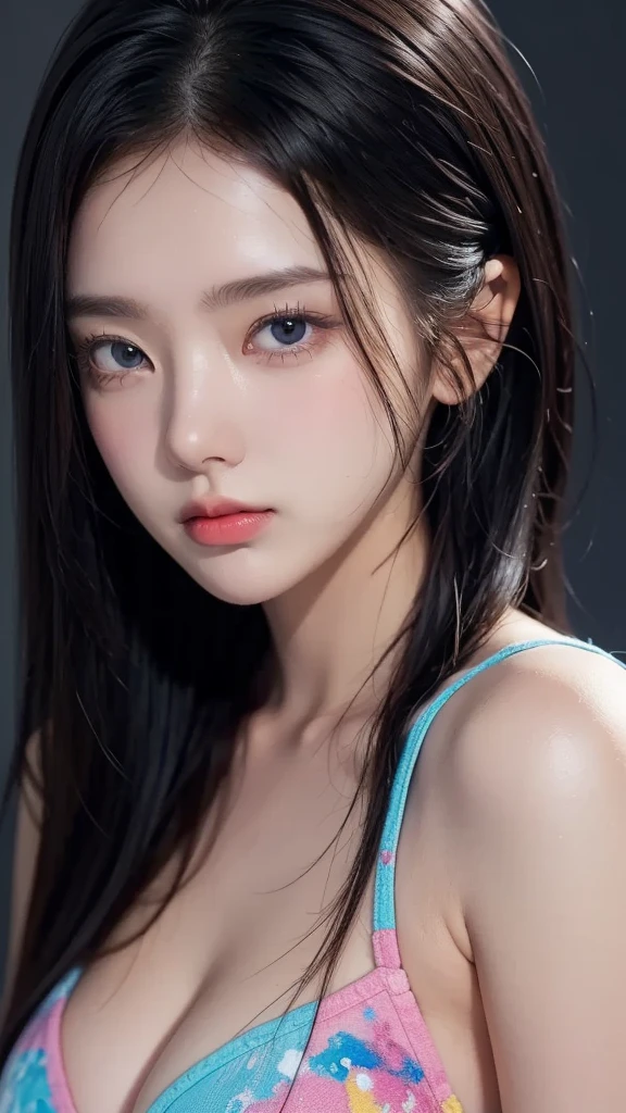 1girl,solo,(bright red lips,blush:0.9),(huge breasts,(sagging breasts)),pose,nsfw,nude,nude nipples,twin braids,braided,happy,smile,close-up,upper body,(pureerosface_v1:0.5),looking at viewer,<lora:asianGirlsFace_v1:0.6>,(mole under eye:0.7),blue eyes,<lora:sharp_eyes:0.5>,sharp_eyes,(bright red lips:0.8),(blush:0.6),
<lora:add_detail:0.33>,(dslr),night,in dark,dark theme,
masterpiece,official art,best quality,ray tracing,volumetric light,realistic,photorealistic,ultra highres,vivid,zydG,tianfeng1,