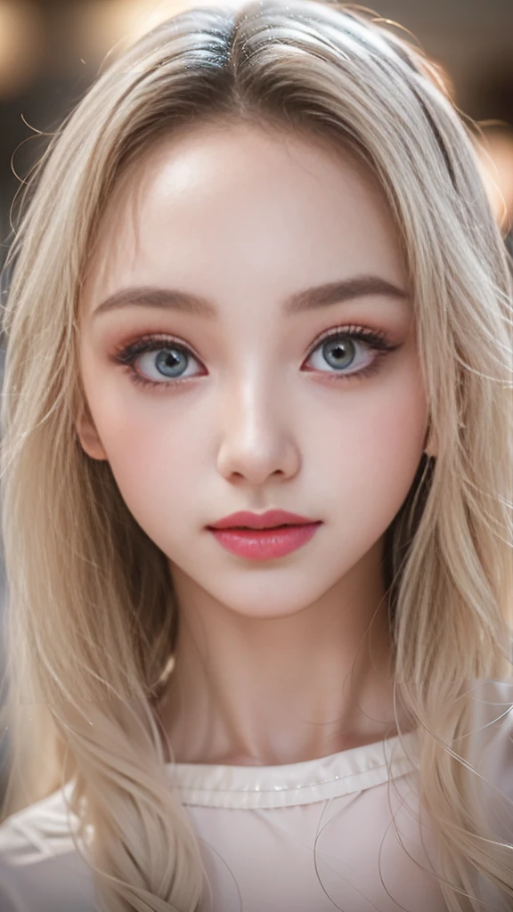(8k, 4k, best quality, highres, ultra high res:1.1), (masterpiece, realistic, photo-realistic:1.1), 1girl, face, close-up, twintails, blonde hair, black eyes, red lips, (looking at viewer:2), absurdly long hair, long eyelashes, eyeshadow, small face, big eyes,
bare shoulders,
high contrast,