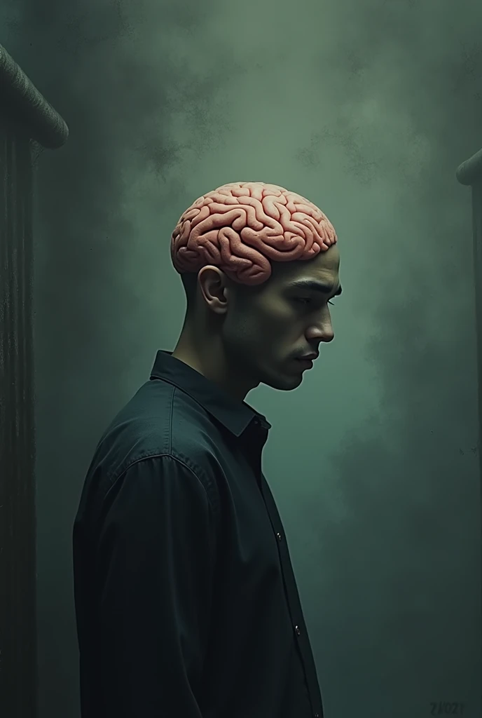A man whose brain is visible