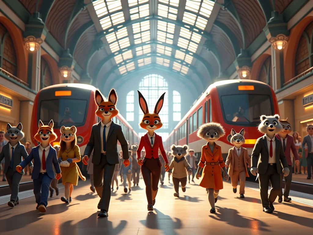 Busy train station, Zootopia stills, Pixar