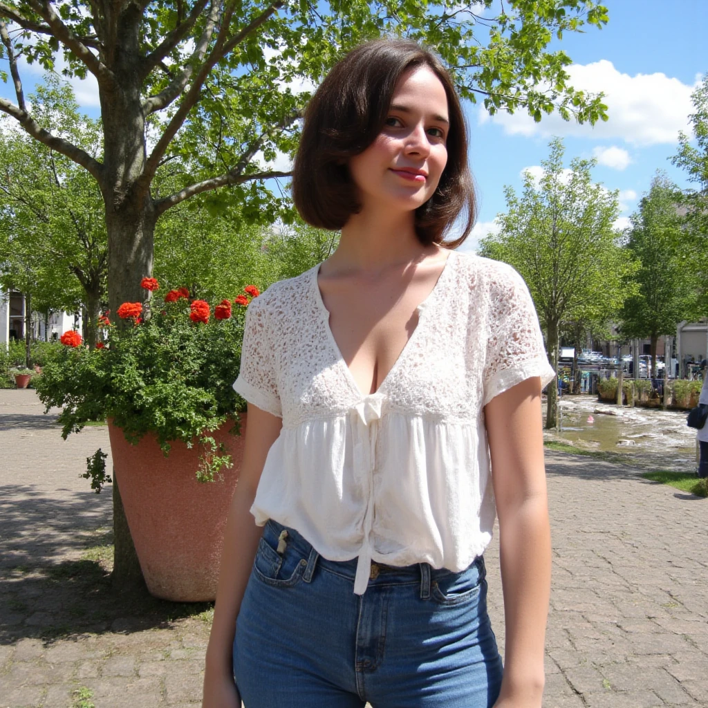 8k uh, DSLR, high quality , photo brute, la photographie ,Fujifilm XT3, Canon R5, beautiful short hair woman , park ,amator 
