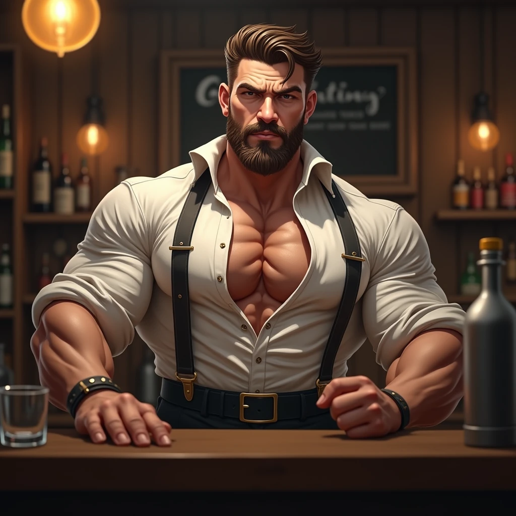 Full body depiction, men only, sexy, sensual, space full of hot air and steam, dimly lit luxury club, haze does not show the background well, luxury casino, squats on table, slot machine, roulette, game table, gambling, strip, large playroom, party, playboy bunny, rabbit ears, white cuffs on wrist, black bow tie, bunny boy, mega muscle, Hyper muscle, masculine appearance, mature male, handsome, underwear only, shirtless, no pants, beautiful muscles, complex and elegant, highly detailed digital painting, anime style art, art station, concept art, top quality, masterpiece, ultra high definition, detailed background, realistic figure, muscular man, beard, muscle, facial hair, volumetric lighting, depth of field, bend down, squats, show aside, smooth and sharp focus, illustration, art, string latex bikini, men's string latex bikini, men's string bikini, ass digging string, facial hair, trimmed hair, muscle, navel, muscle, male, gay, hyper muscle, male focus, muscle male, yaoi, muscle, buttocks, pectoral muscles, large pectoral muscles, thick quadriceps, thighs, Wet body, heat and steam emanating from the body, sweating, soaked, crotch, face down on white beach bed under striped parasol, big back, turning around, showing back, showing ass, upper class, bunny boy waiter, tropical drink, shiny oiled skin, glittering oiled skin, tanned skin, bubble ass, dog style, bunny boy waiter and guest guys