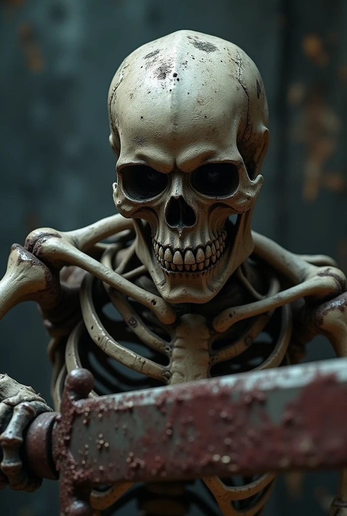 creates a sad skeleton and taking, top quality photo