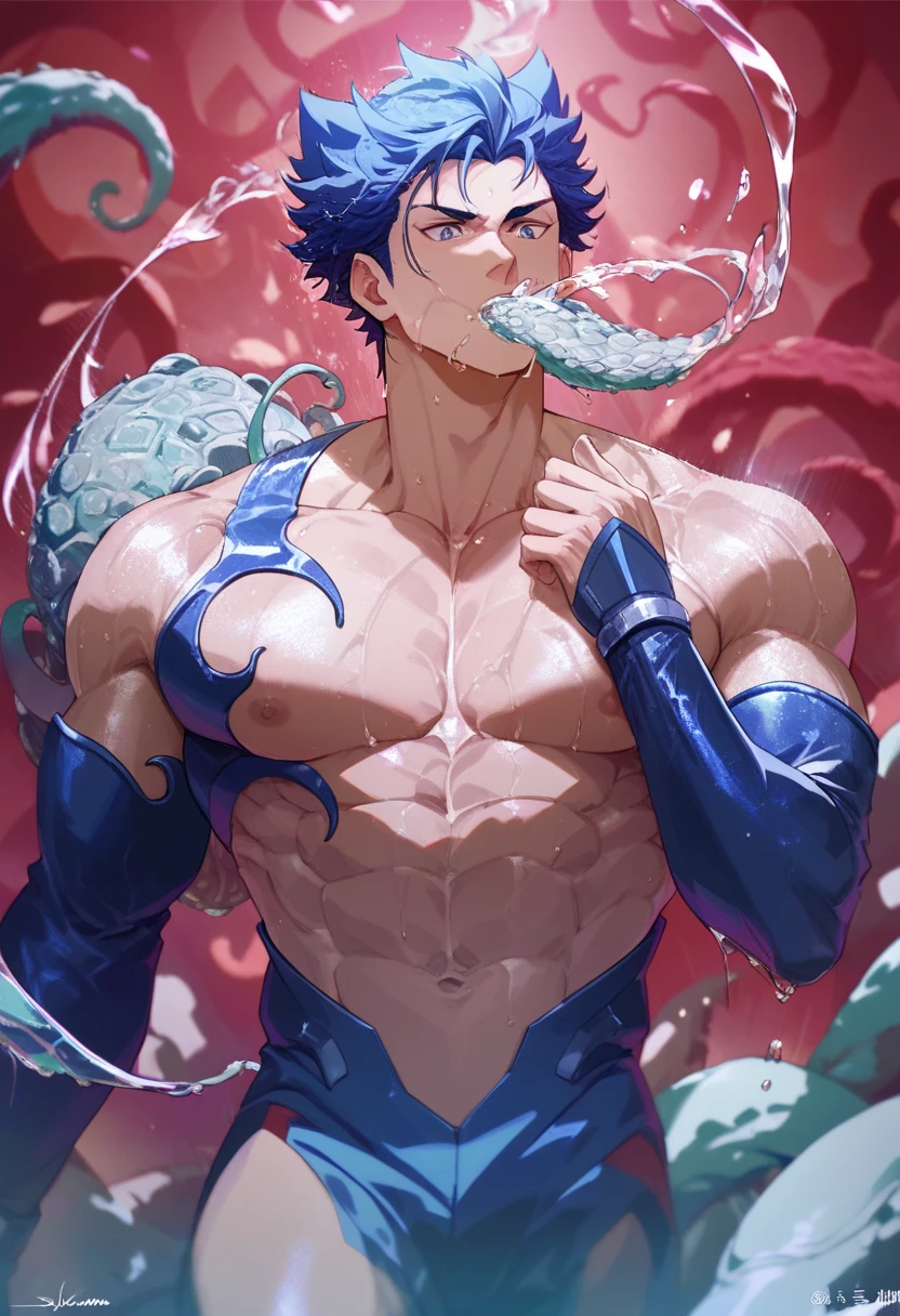  superheroes , Tentacles缠绕, Monster breeding , Wet, Mucus, Tentacles, slimy Tentacles,  go deep into the mouth , Chest muscles, ,  liquid is flowing