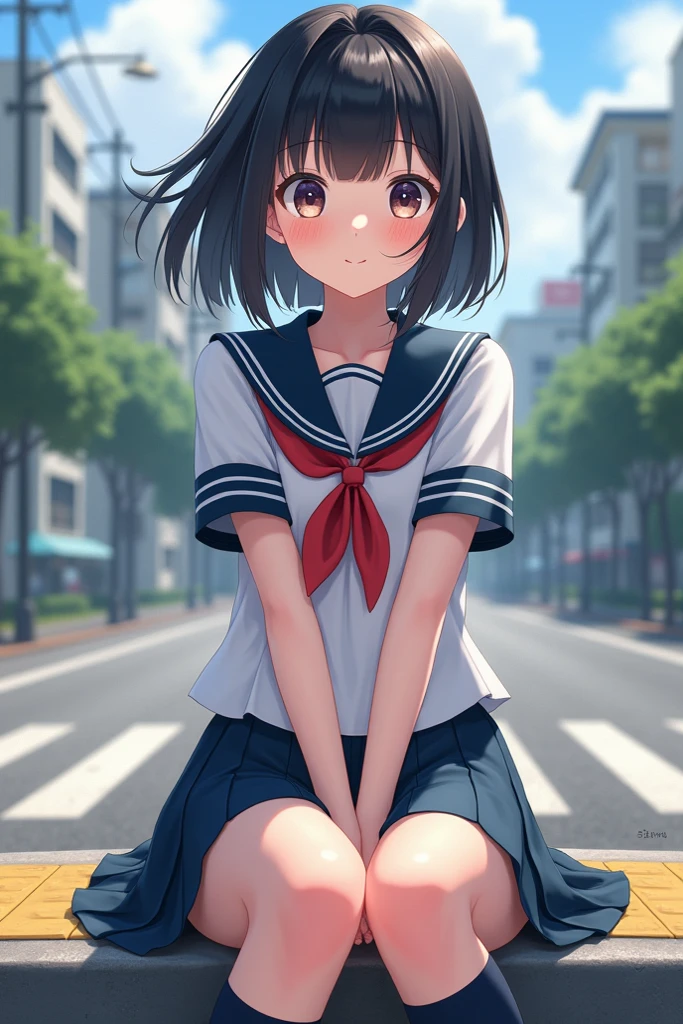 master piece,detailed,(((best quality))),megami magazine ,small breasts,girl,(((**li))),(((cute))),(((***ite))),school uniform,blackhair,medium hair,