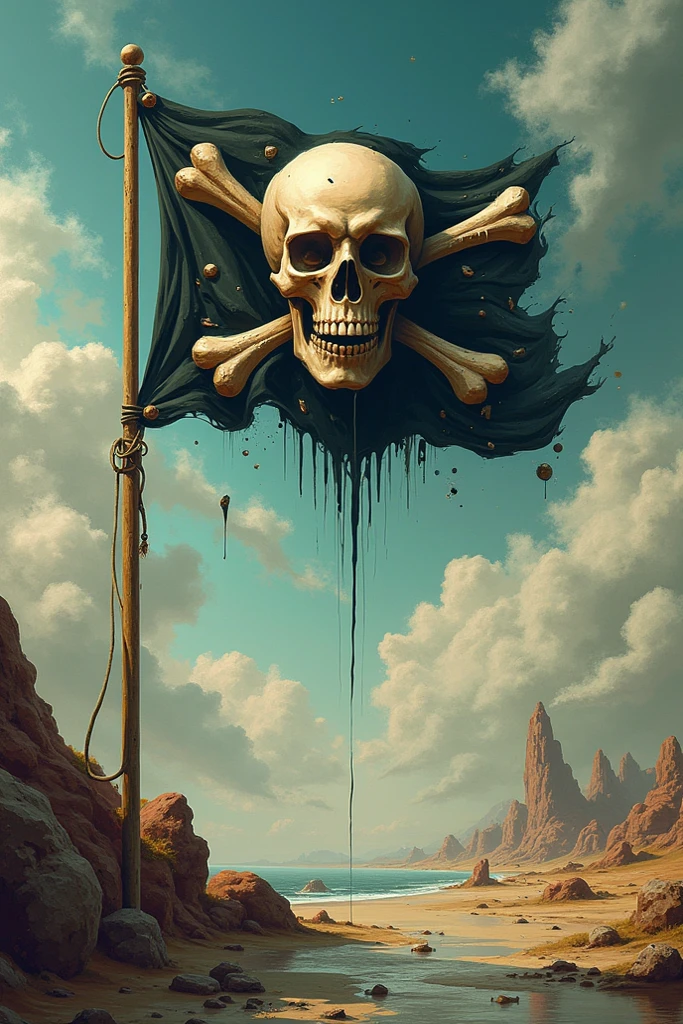 Skull raising the black flag 