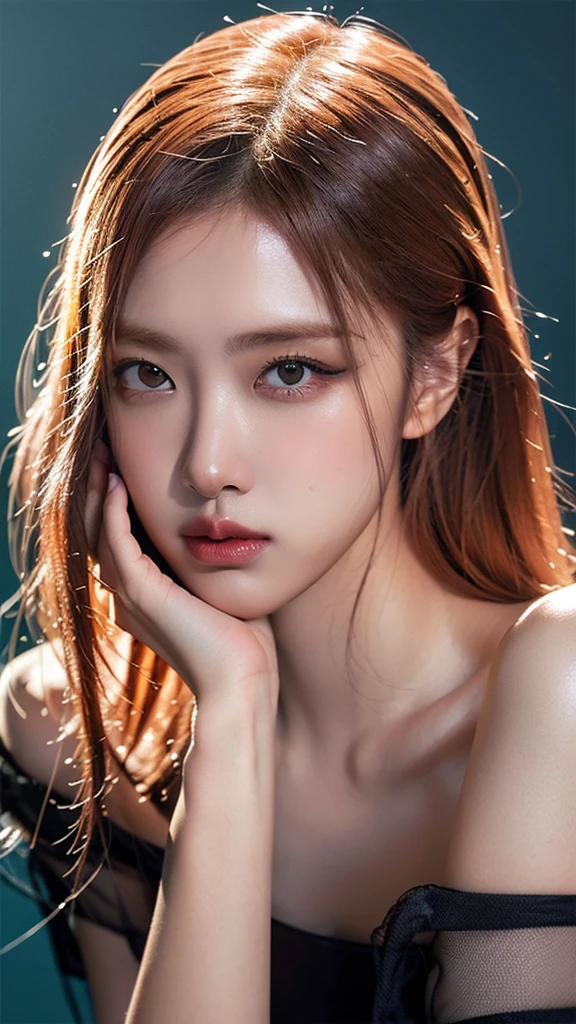 (highest quality、8K、best image quality、Award-winning work)、(one young girl, :1.3)、(red eyeshadow:1.2)、perfect makeup、long eyelashes、Super high-definition sparkling eyes、ultra high definition hair、ultra high resolution glossy lips、Super high resolution perfect teeth、Super high resolution cute face、brown hair、(very long straight hair:1.1)、look at me and smile、[clavicle]、accurate anatomy、(black background:1.5)、(professional lighting:1.5)、Super high-resolution glossy and moisturized face、Super high resolution glowing skin、most detailed face、Ultra high resolution detailed faces、ultra high resolution hair、Super high resolution sparkling eyes、Beautiful face drawn in every detail、Super high resolution glossy red lips、(((Naked 1.5)))、(((full nude 1.5)))、(Photo up to the chest)、hair blowing in the wind、elegant dress、