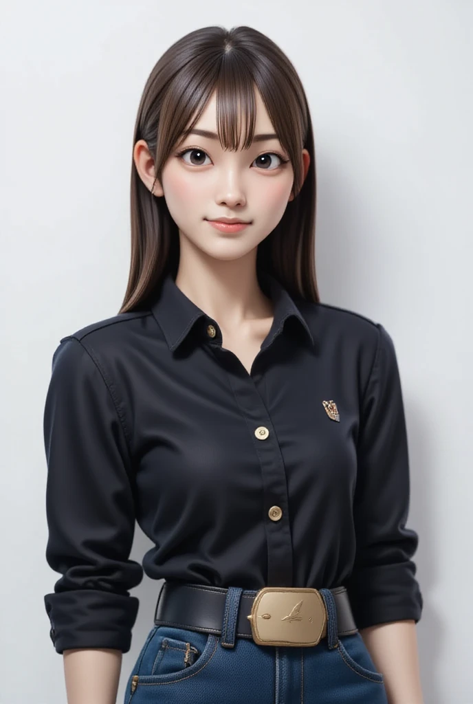 (((Black clothes))), 1girl, 25years old woman, (perfectly detailed face), cute face, ((Healthy and slim body)), beautiful face, ((looking at viewer)), Simple Background, ((white background)), ((white wallpaper)), White skin, (bright lighting:1.2), perfect lighting, photorealistic, (bokeh), UHD, anatomically correct, masterpiece, best quality
