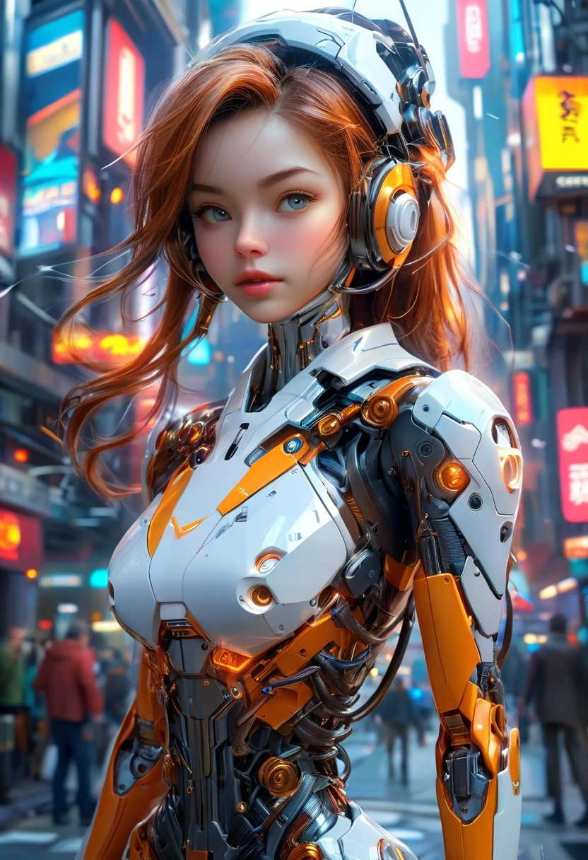 ((1 cybernetic girl)) (mechanical made limbs s:1.2),((mechanical limbs)),(blood vessels connected to tubes),(mechanical vertebra attaching to back),((mechanical cervical attaching to neck)),expressionless,(wires and cables attaching to neck:1.2),(wires and cables on head:1.2),(character focus), (((masterpiece))), (((best quality))), ((ultra-detailed)), (highly detailed CG illustration), ((an extremely delicate and beautiful)),cinematic ,science fiction,extreme detailed,colorful,highest detailed, loongs,fengs, cyberpunk city background. INFO