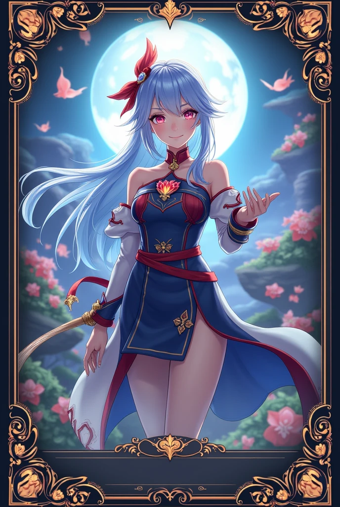 tcg card template, frame for game card，modern card game template, the lower part is the text box, UI design for cards，UI design suitable for genshin impact card，HD, pokemon game card inspired, simple stile, very clean style, vibrant color