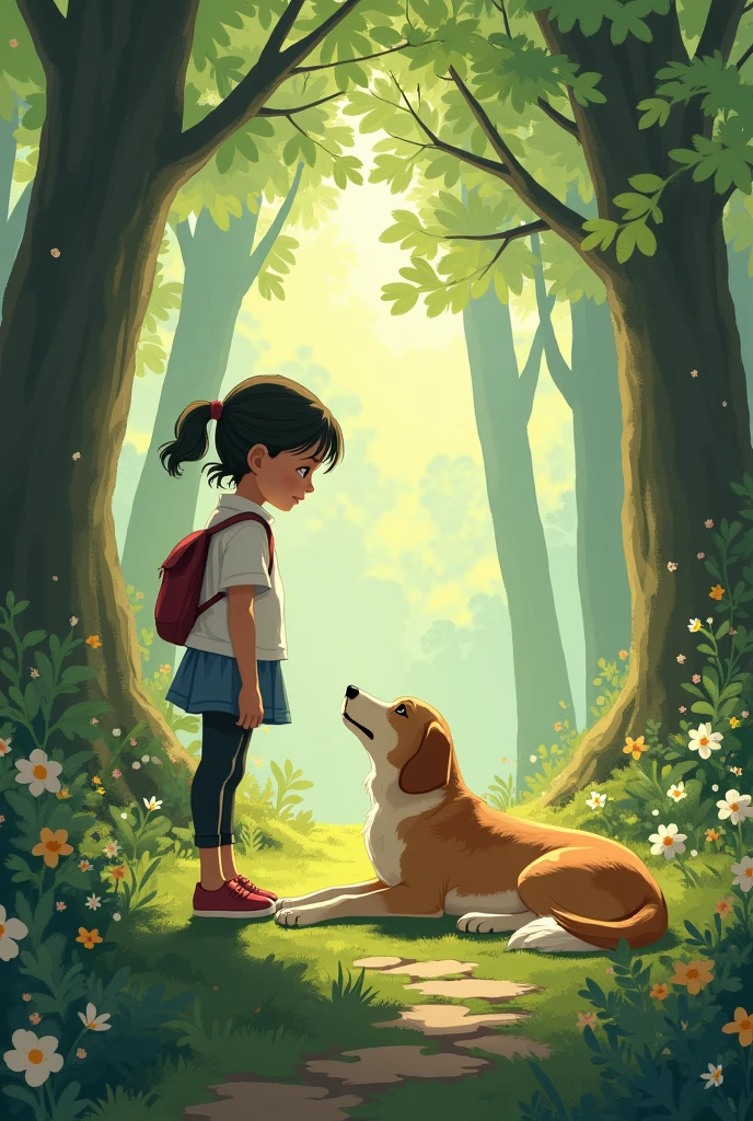 Amina saw her dog lying in the forest