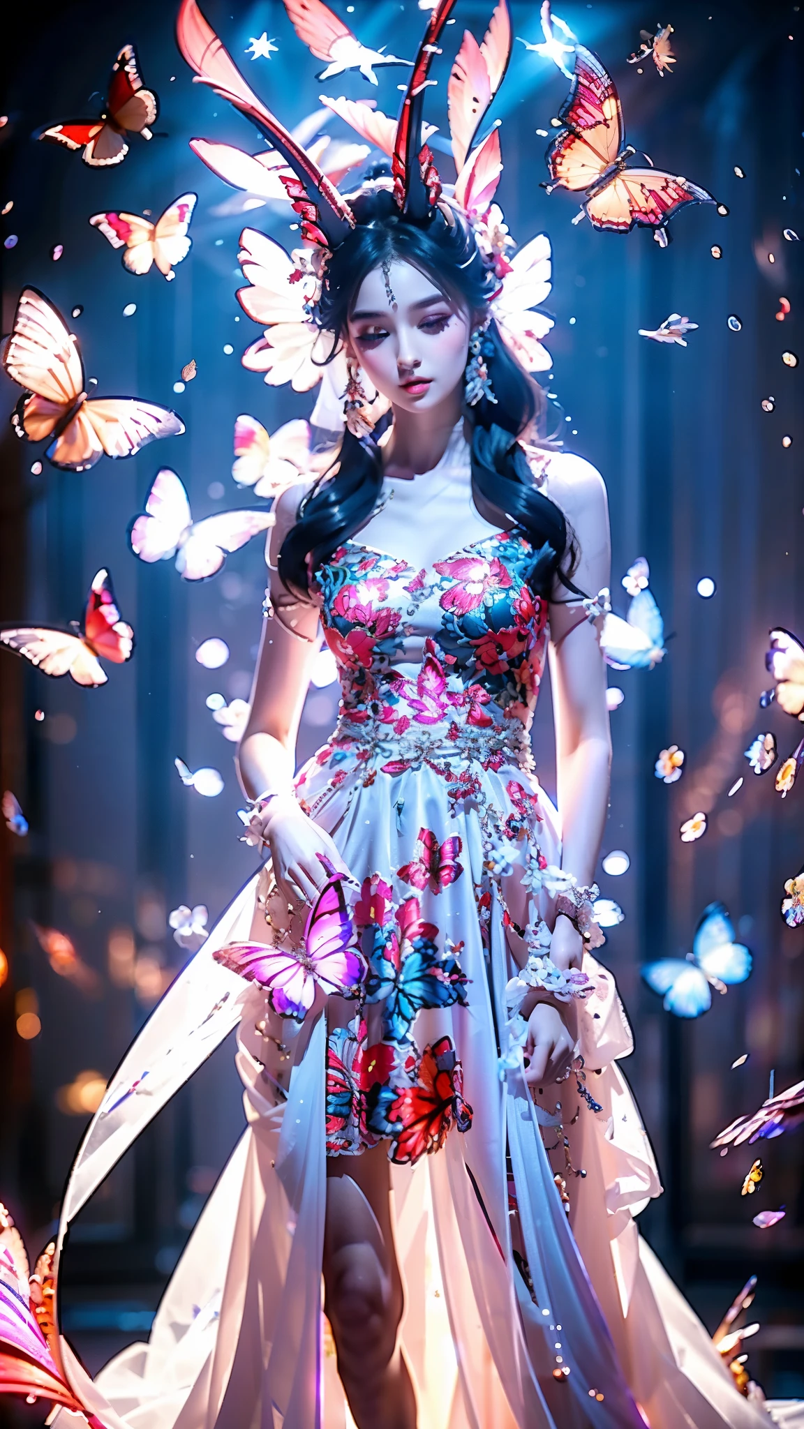  creates an epic picture ，超大广horn、Ultra deep depth of field ，Super focal length 、Super-sharp 、Super complex、 super detailed 、 super realistic 、 are colorful、 supernaturalism ， used an all-round three-dimensional moving camera ，多horn度拍摄， graphics to divide the scene and dynamically distribute the material 。 The Three Realms of the Multiverse（Elite Club 、The stars gathered ：2），（组群超过9位女皇horn色：2)Passionately interpret ：（ The all-in-one cybercentaur ，Centaur，Centaur：1.8）、（ Phoenix Empress 、Fairy Fairy of the Wind and Thunder 、 Mermaid of the Sea 、 Princess Sphinx of the Desert 、 Queen of the Sky 、 Fiery Fire Queen 、 The charming Conjuring Queen Tifflin )，每位horn色具有独特的外观特征和魔法能力， Special Organs 、Artifact Equipment、Special scenes and natural phenomena，Clearly layered，Lively action，Creative Layout ，（ combines various styles and high quality fabrics ：2）， Dragon Queen Blue Purple Tights ， Exquisite Combination Scenes ， super sexy 、 Super Curve 。 Inclusive Display ， details are true ，Super intricate details， ultimate clarity ， Ultra high quality output ， makeup fine-tuning to make facial features 、 asymmetrical appearance ， neoclassical Chinese and Western style （Dress、Casual Clothes、Warframe、 cyberpunk、Wedding Dress）， Advanced Brush Tool ， Combining Mythical Legends and Monster Characteristics （horn、tail、Tentacles、Wings、Feather、scale、nail、hoof、Anti-Joint 、Arthropod、fur、Chitin 、Pattern、Tattoo、, ornate decorations, etc. ：2)， Physiological Perfection、 standard medical beauty 、 Biological Adjustment ， Super Giant Teardrop Papaya Big Chest 、Round and straight、Enchanting and sexy、Low body fat percentage ，The infinitely changing miracle magic decoration ( invisible coding ：2)， The Sphinx Cat Princess of the Desert 。Perfect childlike look，Perfect muscle lines， Narrowed Ribs 、Smooth shoulder blades、纤瘦腰腹与 Super Giant Teardrop Papaya Big Chest 形成强烈反差，Long body 、Beautiful curves、 Proud Business Line ， Special Moves ： Side knee bends、 Straightens waist and raises head、 Bunny jumps with hands behind back、 Spreads and raises knees、 Lifts head on the ground、Side bends、one knee up、 Group Ballet, etc. ， Frequent interaction ，Lively action， Jade horizontal chest 。City mountains glow，Vegetation is abundant， Neon Symbols Float ， Each character has a unique appearance Features and Magical Abilities 。Refer to Onlyfans 、 tiktok 、 Douyin and other social media materials ， Using Mindjourney 、 Stable Diffusion advanced brush tool 、 Material Texture Pack、Special model library、Real Motion Capture Library。Fun，Light Code ， Commercial Giant Production ， Clean Picture ，True story，Vivid image， Turing Test ，Micro-expression，Grand Prize Entry，Focus on people， Highlight Moments ，Magnificent epic，Sacred，Group of people， Illusory Aura ， holiday atmosphere， Fire Flash ，Colored smoke，tension，Rendering，jelly，} Lens Language ，A metaphor for concentrated computing power 、Implicit 、 Implies （Hall of Fame Characteristics、性tension：：1.5）。