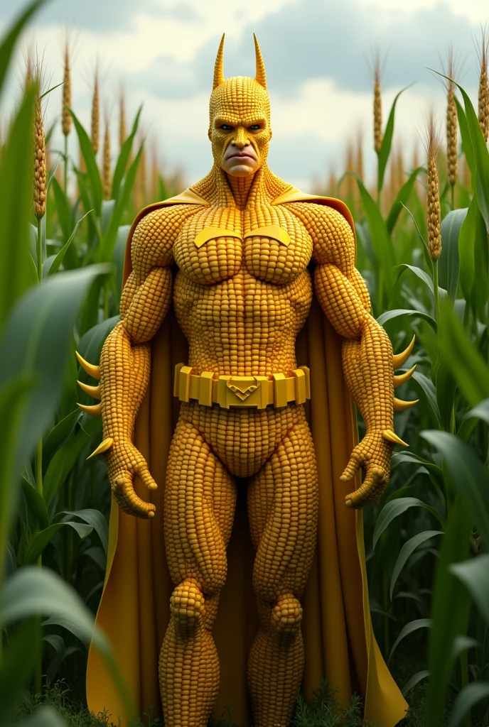 Create me a picture of a corn superhero 🌽