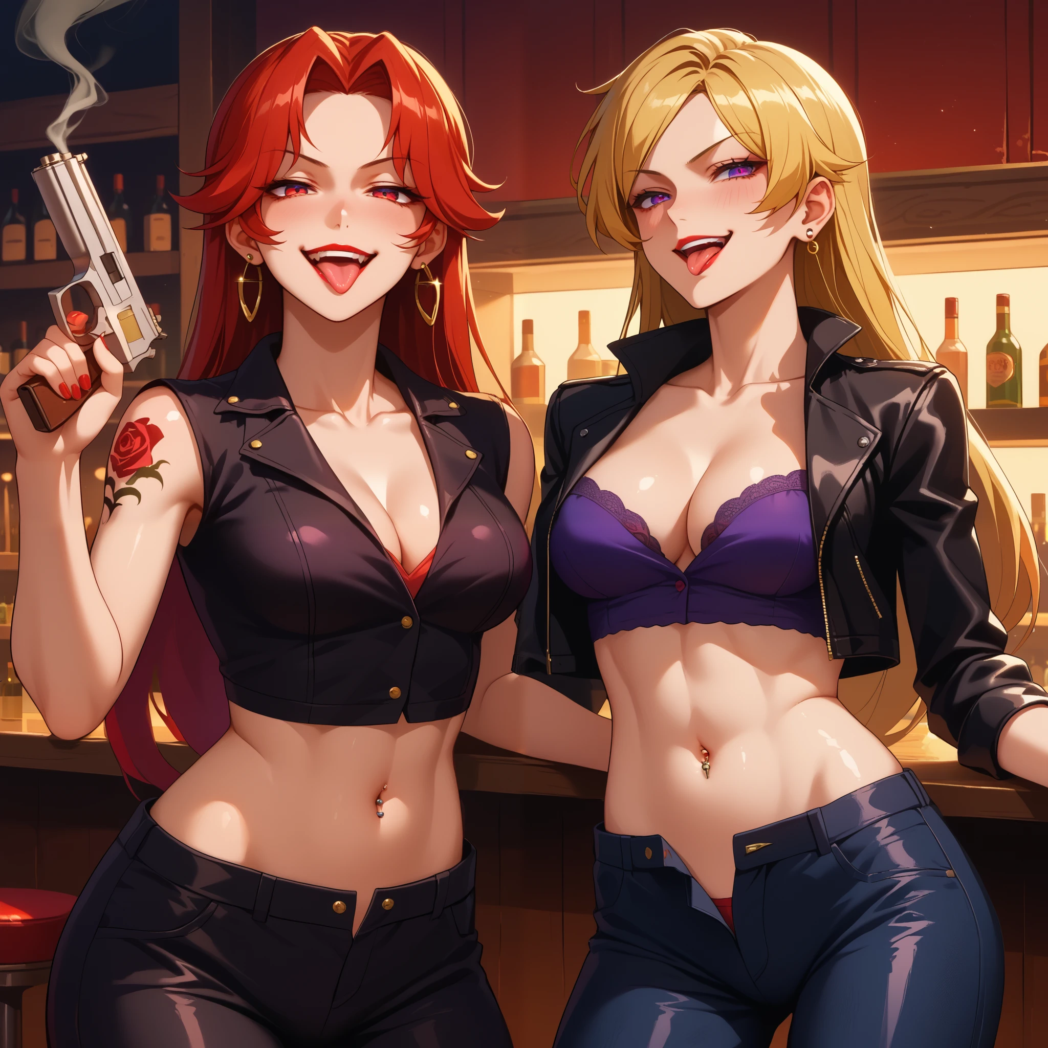 （（（masterpiece、Highest image quality、highest quality、highly detailed unity 8ｋwallpaper）））、（（（Illustration of one girl）））、（adventurer）、（（（neutral）））、cool、（（Long hair with red hair））、Golden eyes、（（tall））、（（（Muscular and strong body）））、（（（Muscle Girl、Muscular and strong body、Split abs、muscular and thick arms、muscular and thick thighs）））、（（（manspreading、Sitting on a chair）））、（（（Clothing in the style of the Middle Ages、adventurer風の服、adventurer風の装備）））、（Medieval tavern、Liquor bottle on the table）