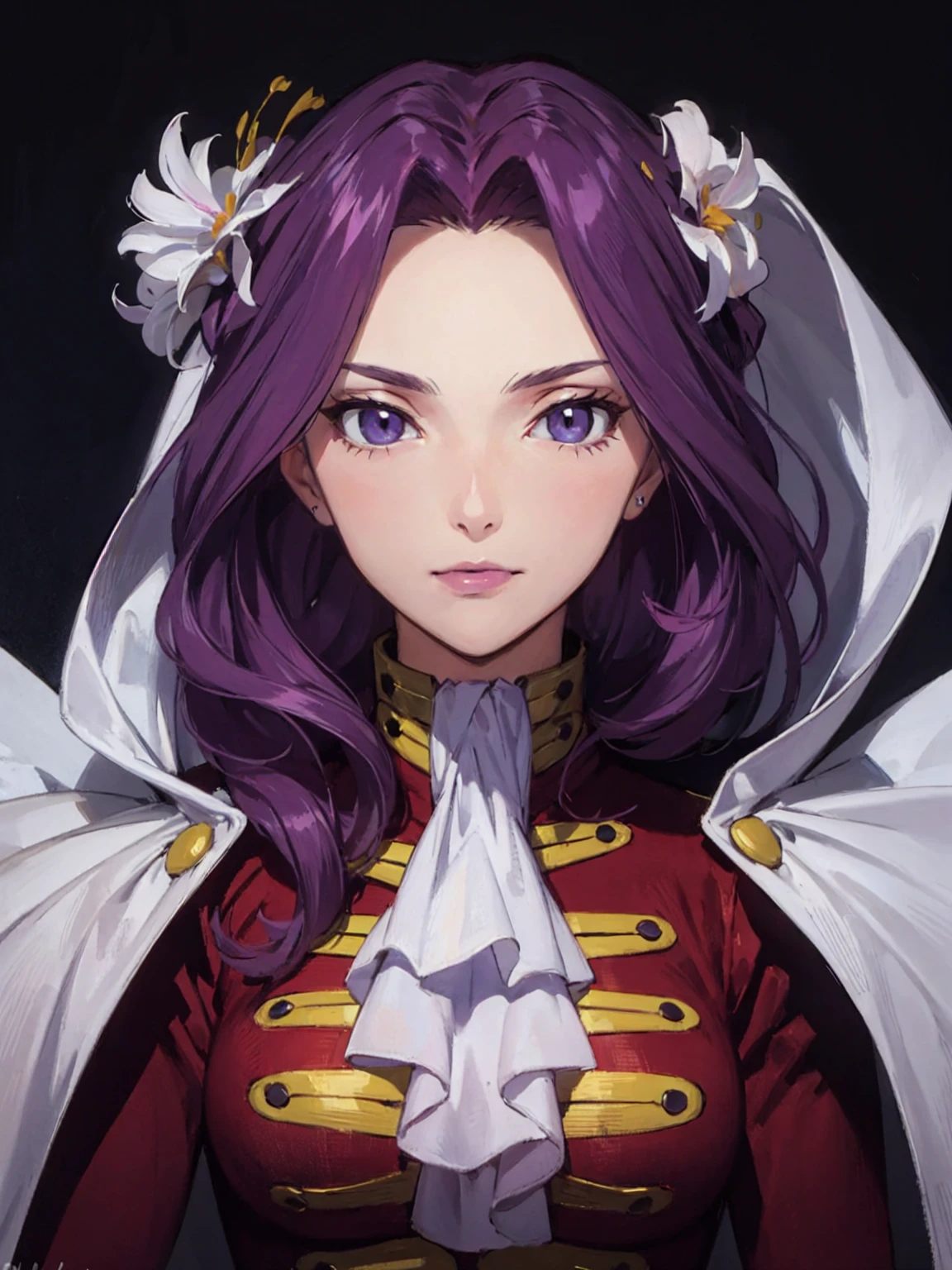  Details, (masterpiece),  best quality、 high definition 、cornethata_that_Britannia, purple hair, long hair, thatpstick, makeup, bodysuit

