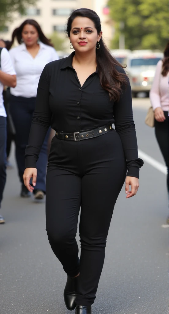 1 girl, looking directly at viewer, business attire, highly detailed , tan skin, top showing skin, elegant business attire, highly detailed, tan skin, bare shoulders, natural lighting, full body view walking towards viewer