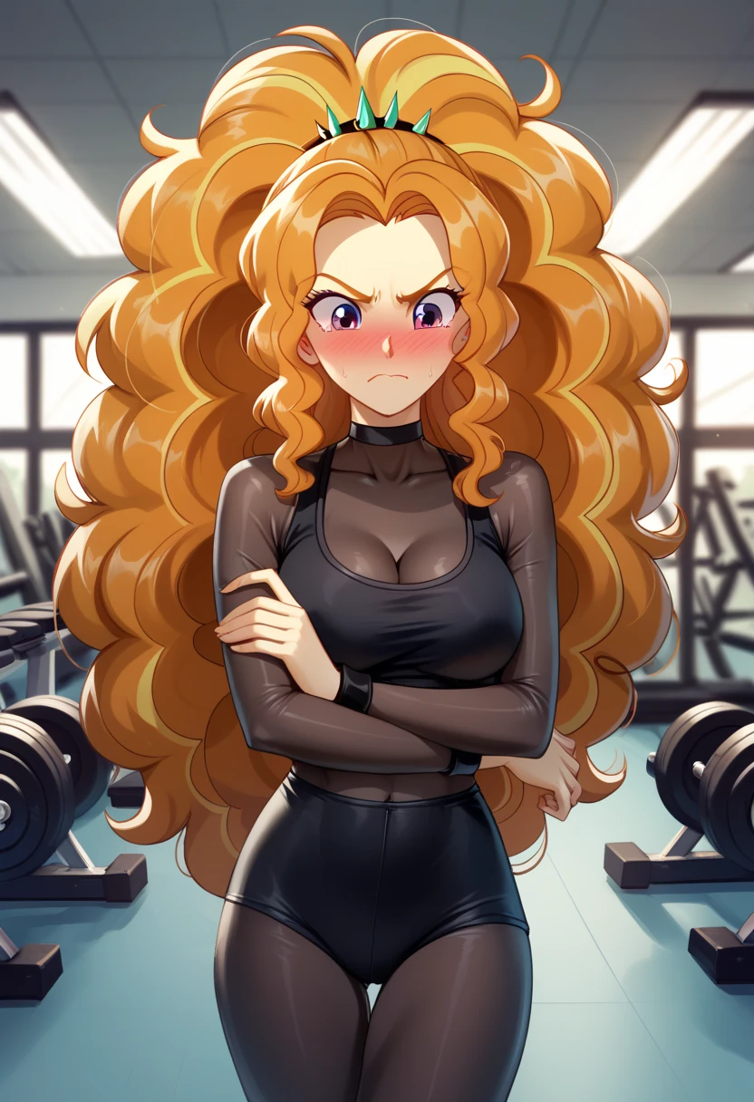 Eqg     adagio in   Black    bodystocking  is embarrassed at the gym