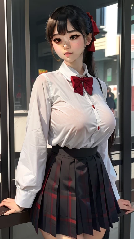 masterpiece, best quality, blonde hair, asymmetrical hair, blue eyes, eyebrow piercing, closeup, solo, simple background, gwen stacy, exploding, (clothes torn:1.4), ripped, skinny thighs, bukkake, cum, btoki, battle, bunny, riven, (2 girls:1.1), strapless, leotard, garter belt, pantyhose, rabbit, ears, folded, ponytail, white, hair, necktie, wrist, cuffs, ((very boobs:1.5)), woman, , shirt, bra, red, plaid, ((plaid miniskirt:1.2)), fishnet, 