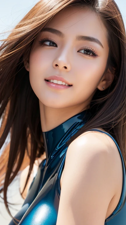 ((masterpiece)), ((Highest quality)), ((Complex)), ((Surreal)), (Realistic), (Mature Woman), ((There are no classes)), Very detailed, (1 female), Beautiful and exquisite, (Beautiful Teeth), Grin, Brunette bob hair, Brown eyes, ((turtleneck)), (Upper Body), (background:none), Perfect Eyes, Captivating eyes, Looking at the audience
