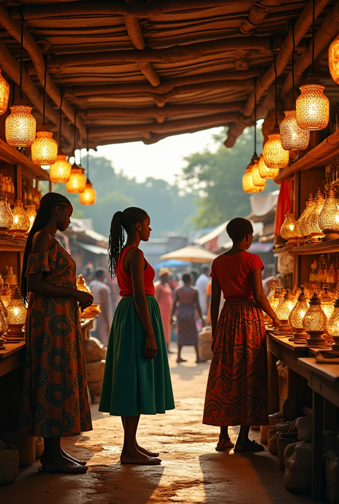 Business shop with solar lamps for African Women