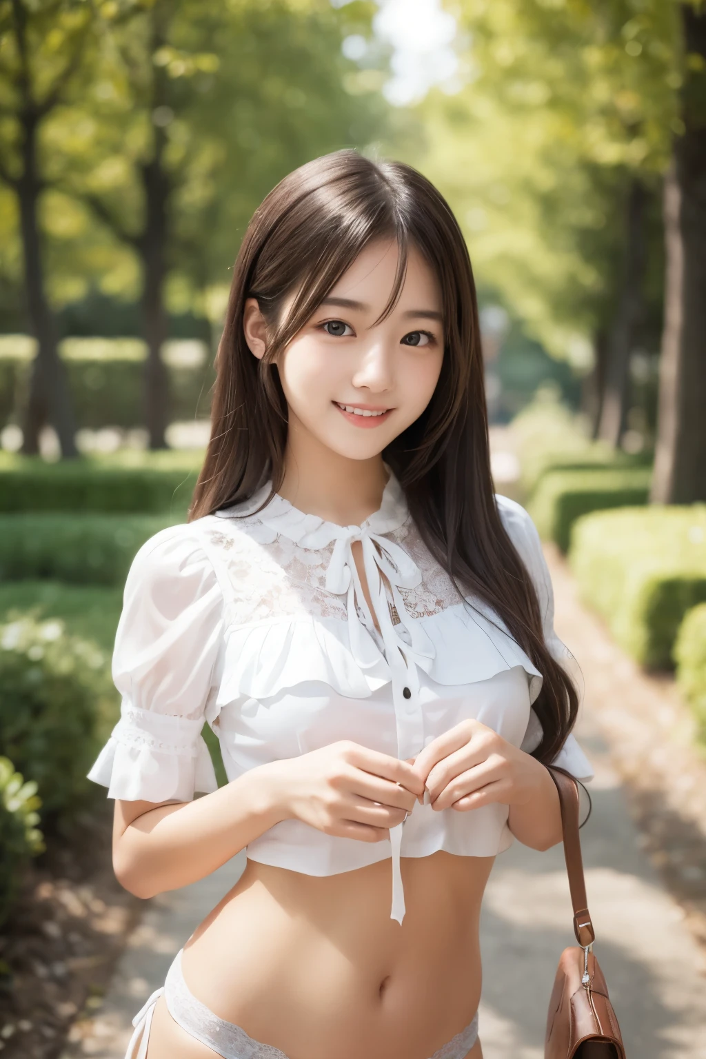 (((Beautiful woman standing in a windy park:1.3))),(Hair soars in strong winds:1.3),(The strong wind makes the shirt fly:1.3),(Skirt floating in strong wind:1.3),Holding down her frilly skirt with her hands:1.3),Off the shoulder,White shirt,Looking at the audience,whole body,From above,look up,Beautiful Hands,(Reddish brown wet shiny short messy hair),Blushing,Pointed red mouth,Big Breasts,Accentuate your breasts,Perfect body curves,Beautiful clavicle,((Expressing happiness through facial expressions:1.3))),Nice face,
Detailed clothing features,Detailed hair features,Detailed facial features,Looking into the camera,,(Dynamic and sexy pose),Cinematic Light,(Highest quality,Written boundary depth,Intricate details,The contrast of light and shadow、The subject appears three-dimensional,) ,Digital single-lens reflex camera, (Realistic),(Picture Mode Ultra HD,)
