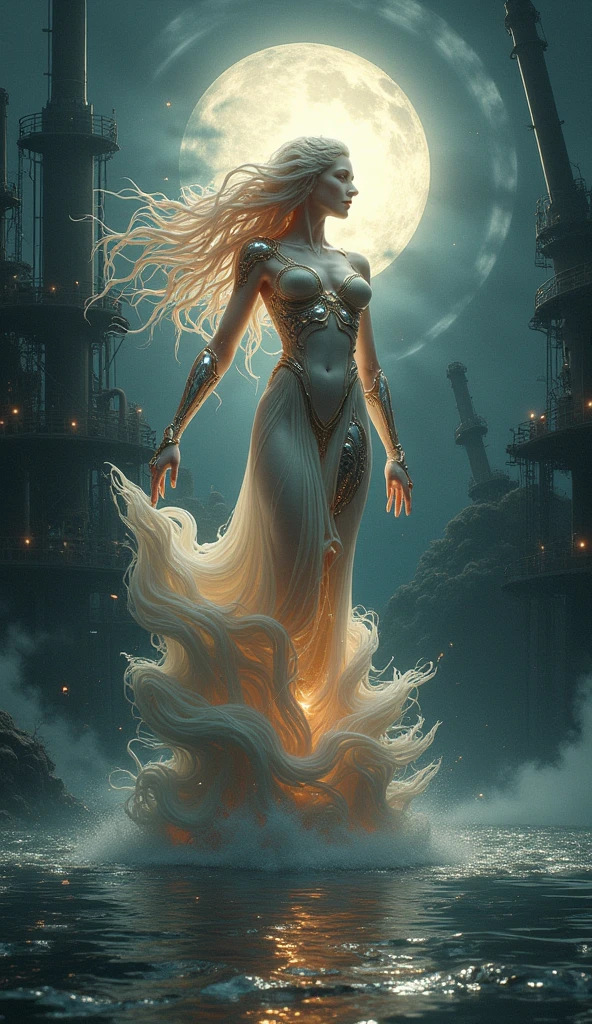 fantasy art, RPG art [[a picture of 2 women]], single1 female angel, wearing white dress, pale skin, beautiful face, blond hair, long hair wavy hair, blue eyes, high heeled boots, wearing a dress (Masterpiece, intricate details: 1.5), large angelic wings, white angelic wings spread [AND] a single1 female demon, red skin  demonic wings, black demonic wings spread, demonic horns, red skin, black hair, red eyes, beautiful face, wearing a dress (Masterpiece, intricate details: 1.5), high heels, in the border between heaven and hell, moon, stars, clouds, god rays, soft natural light silhouette, dynamic angle,  photorealism, panoramic view  Wide-Angle, Ultra-Wide angle, ultra best realistic, best details, 16k, [ultra detailed], masterpiece, best quality, (extremely detailed), photorealism, depth of field, hyper realistic painting