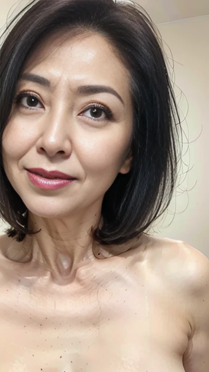 (Masterpiece:1.4),(67-year-old woman:1.4),(Wrinkles on the face1.25),smile,nude,sexy pose