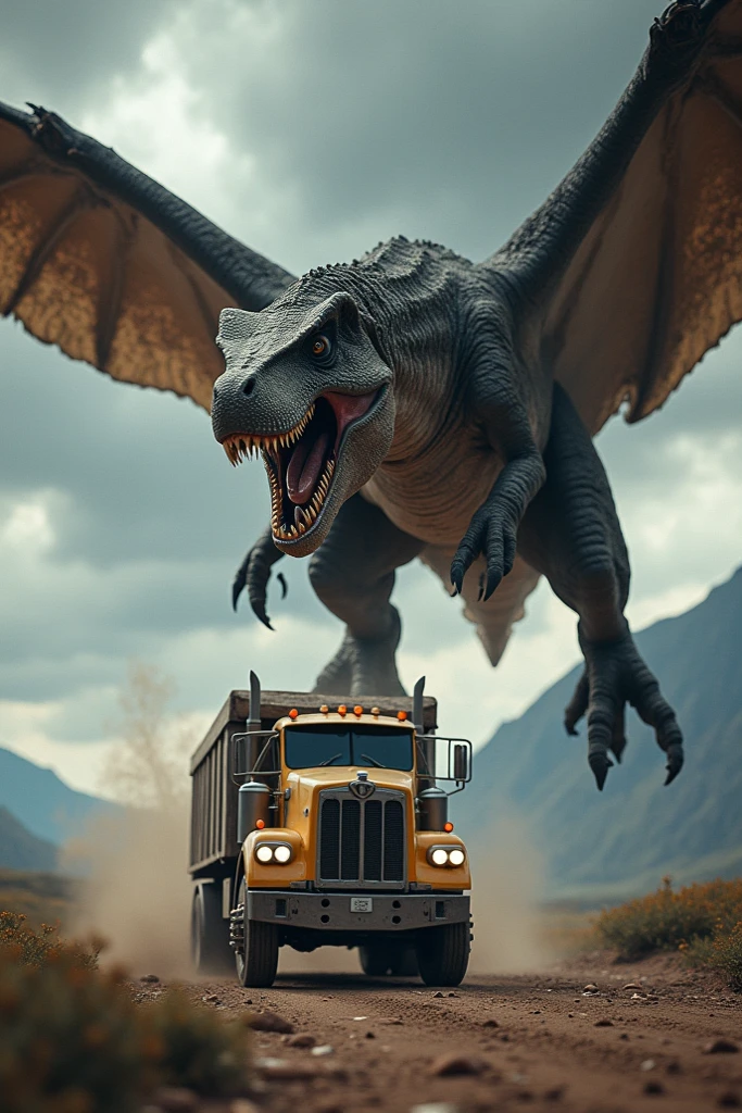 Tyrannosaurus rex destroying a car, parts flying everywhere. realistic image of the elements, with a white background