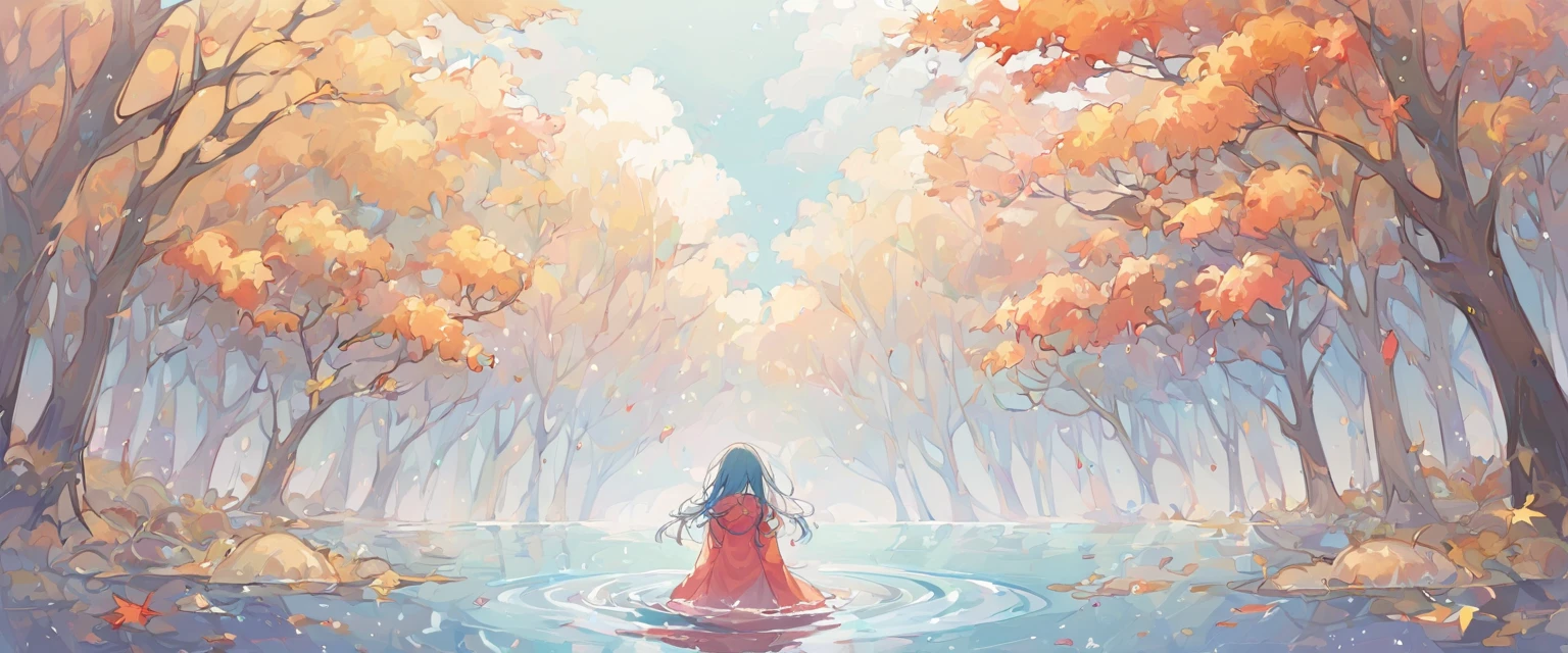  girl、Floating on the water、Autumnal Forest、 it's snowing