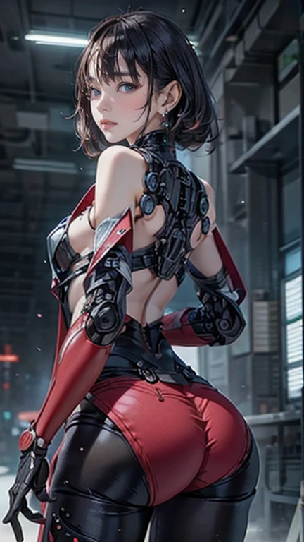 arafed woman in a red and black outfit posing in a room, cyberpunk angry gorgeous goddess, inspired by Masamune Shirow, seductive cyberpunk dark fantasy, dominatrix assassin robot, 2 b, 2b, female cyberpunk anime girl, oppai cyberpunk, biomechanical oppai, by Masamune Shirow, cyberpunk 2 0 y. o model girl