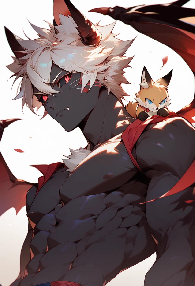 Very muscular wolf beastman、furry、Has the body of a red beast。He has 8 split abs and pectoral muscles.。barking with force all over the body。