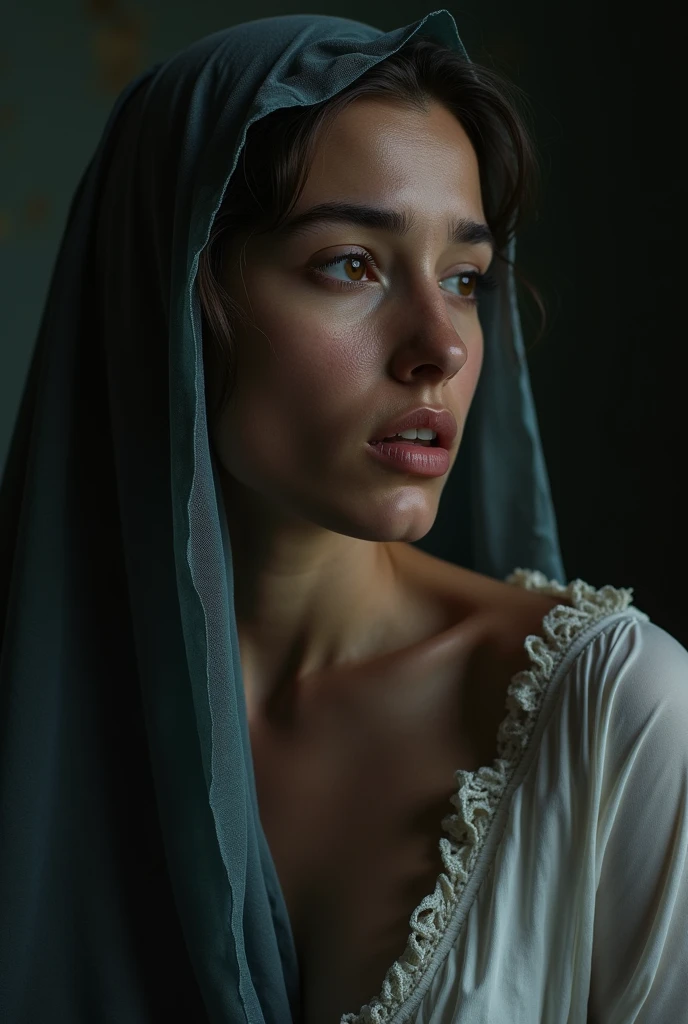 (8K, RAW photos, best image quality, masterpieces, : 1.2), (realistic, photorealistic: 1.37), 20-year-old Afghanistan woman with a sad face of homeless, sad expression of despair, depressed, on all fours, poor, dirty room littered with garbage, torn and dirty tattered, dirty clothes, exposed plain clothes, torn fabric, collarbone, no bra, cotton panties, panties on the legs, Torn micropants, dirty hair, dirty face, dirty skin, wet skin, muddy skin, muddy feet, bare feet, small tit's, cleavage, unkempt hair, sweat, sweat drops, tan, close-up, from below, old kitchen, tile fragments, dark ruins, messy rooms, broken dolls, trash cans, top quality, cinematic lighting, Complex and cinematic look, messy room, photorealistic, cowboy shot, dynamic angle, perfect hands, perfect fingers, perfect tit’s, perfect fit, perfect body, perfect face, Ultra-Realistic. Ultra-Detailed. Ultra-Sharp Hi-Res. 8K. Photography. Centered. On Frame.