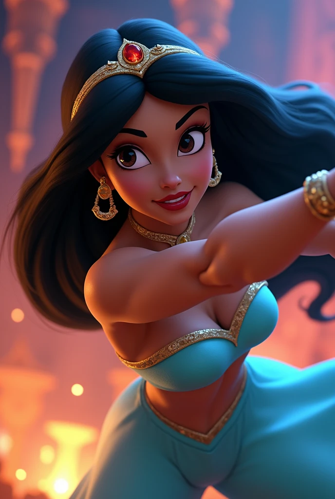 Princesa Jasmine de Aladdin, Disney, 1 girl, (((barnet))), sozinho, retrato, NSFW, fofo, coxas grossas, thick lips, seios pequenos, Mamilos grandes, buceta marcada, camel toe dress, pano branco transparente na cintura, estilo arabesco, Disney cartoon