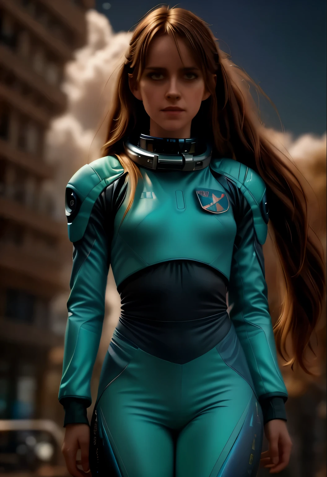 a futuristic sci-fi space suit, astronaut in space suit, floating in outer space, nebula clouds, stars, glowing neon lights, cinematic lighting, 8k, highly detailed, photorealistic, dramatic lighting, sci-fi, concept art