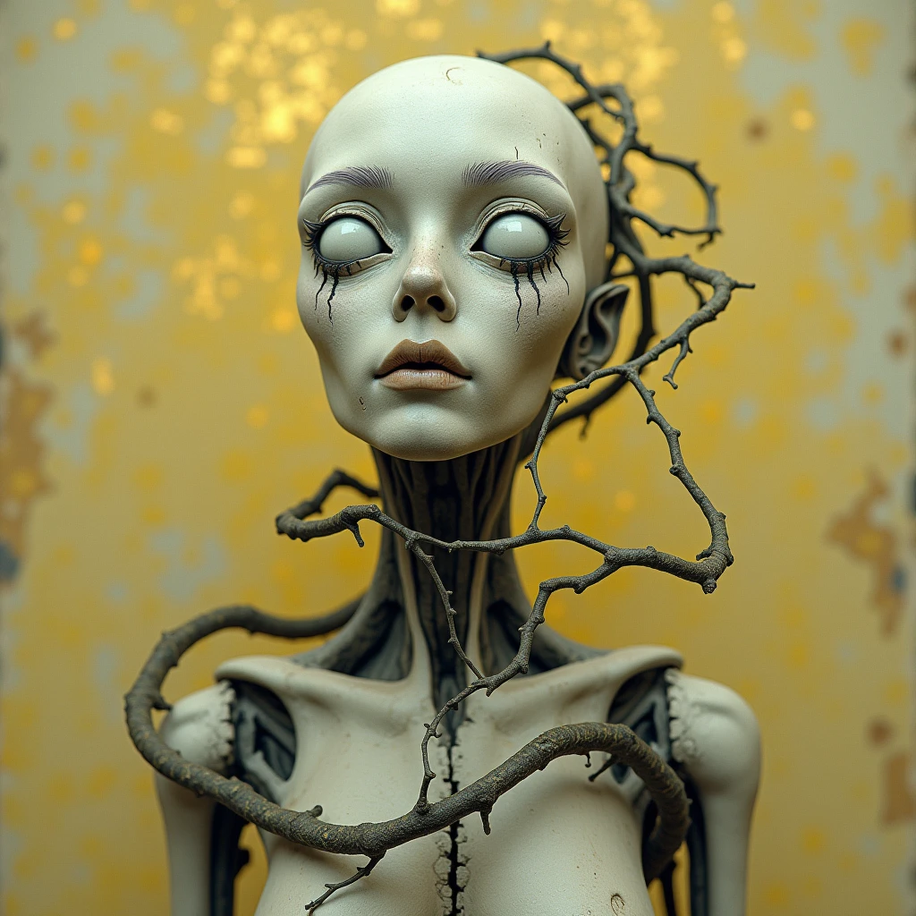 a close up of a person with a creepy face and a flower, poster art inspired by Andrew Ferez, cgsociety, gothic art, macabre art, horror fantasy art, stefan gesell, fantasy horror art, detailed 4k horror artwork, dark fantasy horror art, horrific digital art, scary detailed art in color, horror macabre face, horror!! highly detailed