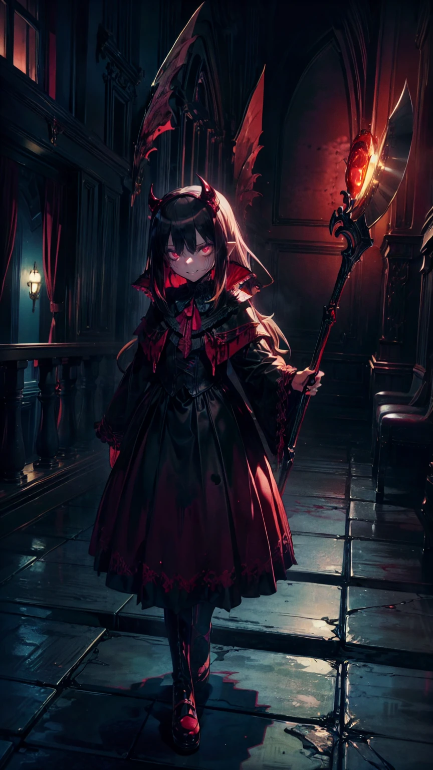 Shadowy Face　、 arms 、Watch viewers with a scary expression 、beautiful girl、とてもcute天使、 Pink Gothic Fashion 、cute、、smile、 long skirt、 BLACK LONG BOOTS 、.(  best quality ,4K, high definition ,  Masterpiece :1.2),  very detailed ,Realistic:1.37, Spooky altar background ,Dark fantasy,Red Scheme ,Ominous atmosphere,Eye-catching,story,anatomy, Anime Style ,  concept art,beautiful細部までこだわった顔と (((red eyes ))),A terrifying ritual ,Satan's Ritual ,Premature death,Inappropriate behavior,狂ったsmile,Scythe Face,Girl Monster, beautiful,  delicate facial features,  sharp eye,  sharp fangs, pale Skin, Dark Background,  movie lighting, Dramatic Shadows,  gothic,  Being in a Dark Atmosphere , Dark fantasy, 1 person&#39;S,  please open your mouth wide , Please open your mouth and peel your fangs  , Beastly Sharp Teeth , Wide lips, Very big mouth,  red cheeks , ,( Blood Splatter :1.4),Scary smile, smile, angel design , TwiSted smile、Bloody、Head bleeding,,,,,、 Blood Splatter 、,( Blood Splatter :1.4), skull bones,devil&#39;s gun,Horror Style, (( Fantasy Sweet Taffle Ruffle Pink Costume)), ((  flowing blond hair  )), ,( Blood Splatter :1.4),Female Curves,  sexy flat stomach ,  Perfect Hand , Perfect anime face, (Pink Tata Dress)),  standing, ((悪のsmile)), ,( Blood Splatter :1.4), Steam circulation, Moonlight Illumination, night lighting, ( Blood Splatter :1.6),アニメ angel design , TwiSted smile、Bloody、Head bleeding,,,,,、 Blood Splatter 、,( Blood Splatter :1.4),  skull bones,Gothic architecture、Western architecture、  fantasy world  、,Victorian city, Skeleton Gas Light, absurd,  high definition 、 (( Table Top )), ((  best quality )), (  very detailed な), ((  very detailed )), (beautiful), ((cute)), (NFSW:1.8), Alone,(:1.6)、(world&#39;最も恐ろしく気味の悪いdevilの女の子:1.5)beautiful face、 Full Body Esbian、pale, beautiful肌、beautiful金の髪、smile gently、Dark building ruins、(snow white&#39; ruffle dress:1.3)、( Dark Ruins Are Stained with Blood :1.3)、Low angle full body shot、(少女は血の海の中に standing:1.5)、(The ground :1.3)、( that girl lost a ton of blood ....:1.3)、(狂ったsmile:1.6)、Spirit、( Blood Dripping from Mouth :1.3)、
