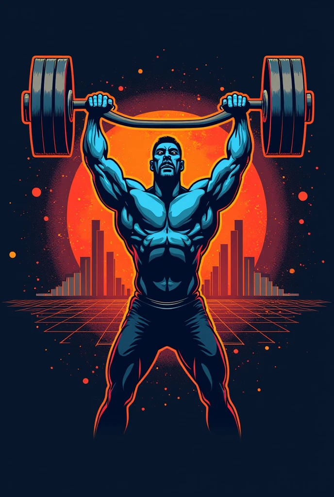 Logo for a weightlifting athlete using black and metallic blue colors
