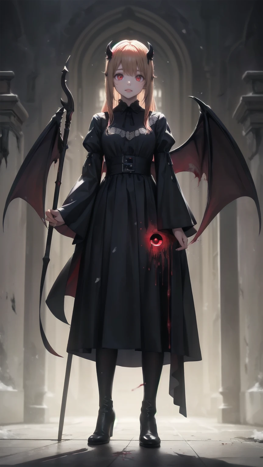 masterpiece, best quality, highres, ultra-detailed, <lora:Remilia Scarlet:0.8> remilia scarlet, 1girl, spear the gungnir, red eyes, flat chest, bloody red wedding dress, <lora:BloodMagic-20:0.7> bloodmagic, fantasy, magical energy, blood