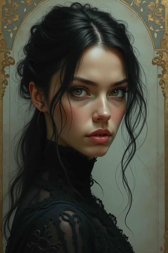painting of woman, with influence of Jeremy Mann, Jeremy Mann, style of Jeremy Mann, Jeremy Mann painting, Jeremy Mann art, Ron Hicks, Liepke, Jeremy Mann and alphonse mucha, Works that influenced Edmund Blampid, robert lenkiewicz, Casey Baugh and James Jean, Works that influenced Willem Kalf, Nick Alm, tumbler, figurative art, Intense watercolor painting, watercolor detailed art,Beautiful and expressive painting, Beautiful artwork illustration, very colorful tones, Fantastic, cool beauty, highest quality,official art, women only, sharp outline, melancholy, nostalgia, Eyes without pupils, color eye, ideal anima, In search of lost time