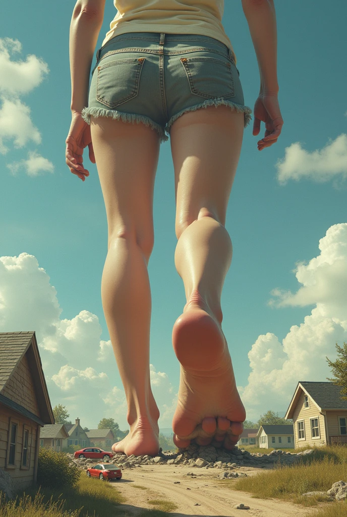 Girl stomping barefoot