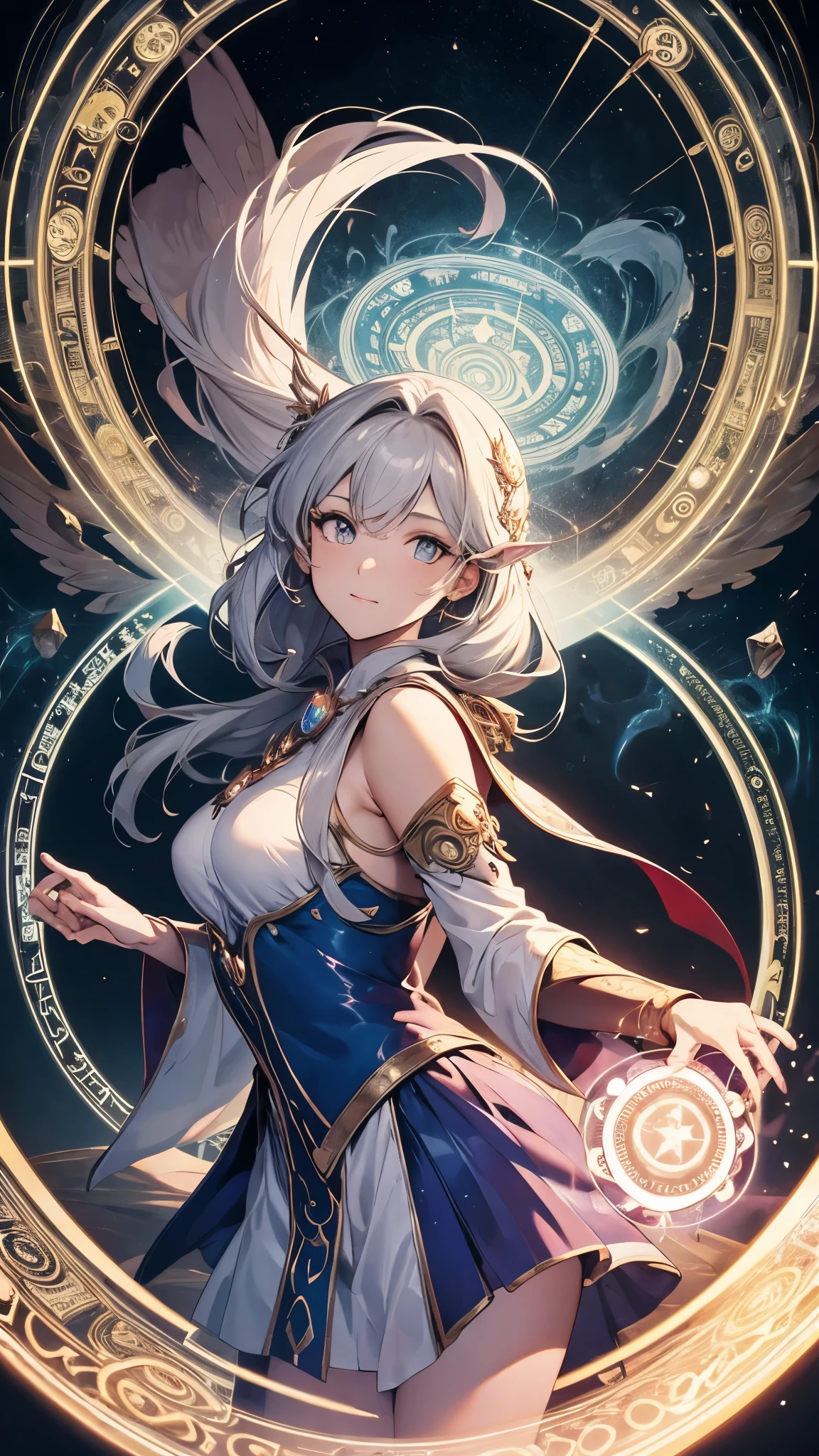 （Huang Li、high quality、Extremely detailed），Constellation - Aquarius Goddess，Huge bottle，Woman holding bottle，Similar to Latin goodness，brave，capricious，Productivity，The face of enterprising and humanitarianism，White hair，Ancient Greek costumes、Wrap Dress，The background is the ocean，Crystal blue eyes（Eyes Details），Powerful appearance