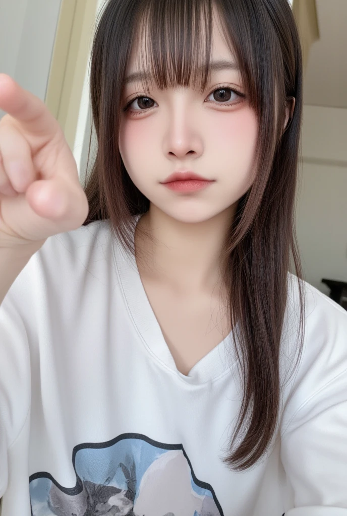 nsfw,masterpiece, best quality, hyper detailed, insanely detailed, 16k, absurdres, japanese,cute, kawaii, photorealistic, Realism, raw photo, real person,Angelic Very beautiful cute girl,20 yo,Beautiful detailed eyes, Detailed double eyelids,

long hair, side part, black hair, black eyes, big eyes, petite, skinny, japanese idol, baby face,round face,large breasts,