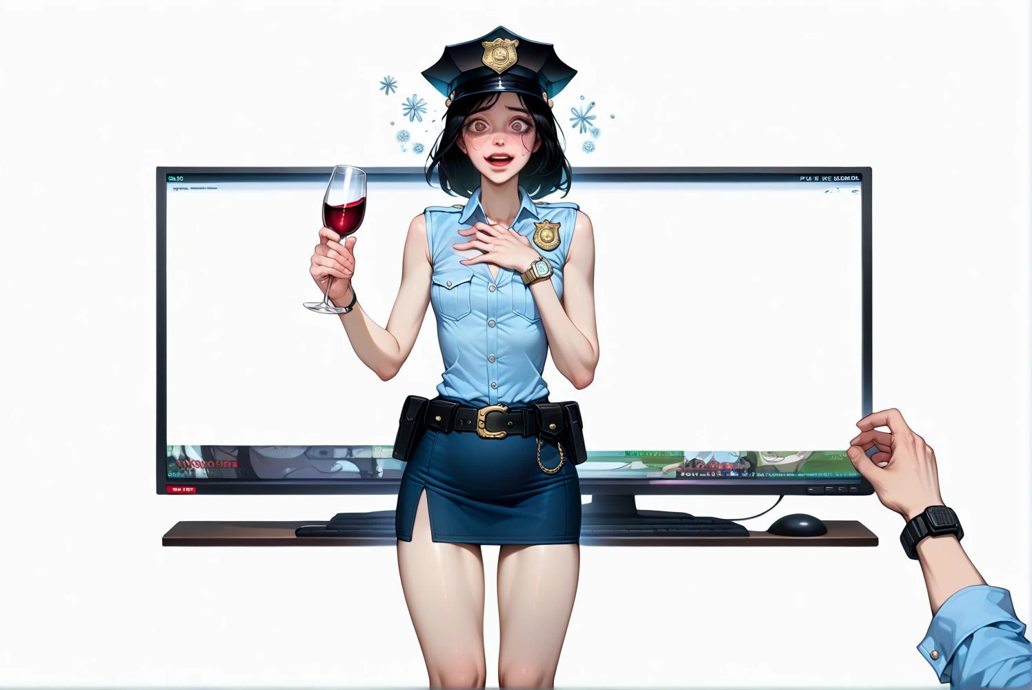(Masterpiece: 1.2, Best Quality, HD, HD, 8K, HD), 1 Girl, (Girl in Red Bra, Blue Shorts Leaning against the bus stop), Standing up, Very sexy outfit, (Bold dress), Shadow Perfect Figure, (Delicate skin), Thick thighs, Broad hips, Thin waist, High, Lifelike, short hair, perfect face, makeup, blush, dark eyes, lips apart, coral lips, high detail,