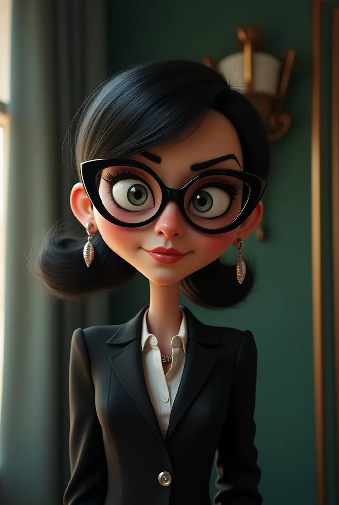 Edna from The Incredibles at her desk 