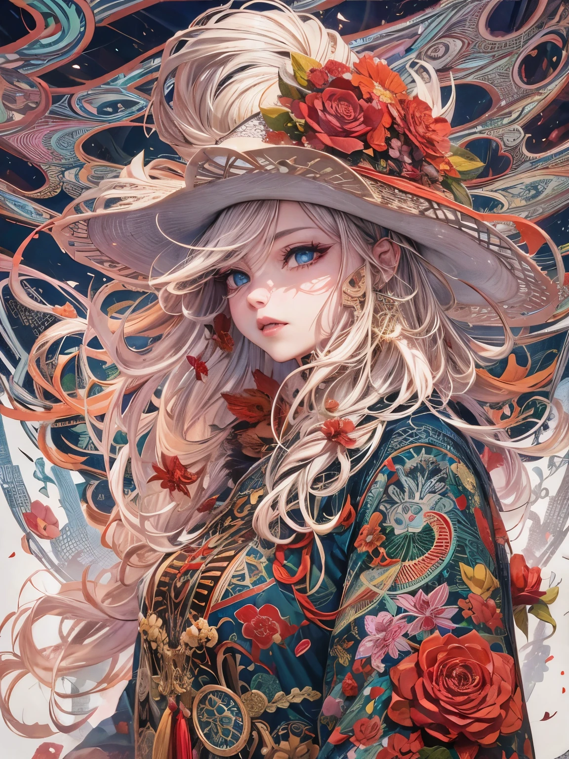  Official Art,  Unity 8K Wallpaper,  super detailed, beautiful、And aesthetic ,   Masterpiece ,  best quality, (zenTangle, Mandala, Tangle, enTangle), ( fractal art:1.3) ,  1 girl, Red Flower,   Very detailed,  dynamic angle,  cowboy shot, 混沌の最もbeautiful形,  elegant , a brutalist designed鮮やかな色, Romanticism, James Jean,  Robbie Dwy-Antono, Ross Tran, Francis Bacon, It was freezing cold, Adrian&#39;s genius,  Petra Courtright ,  Gerhard Richter , Takato Yamamoto , Ashley Wood, atmosphere