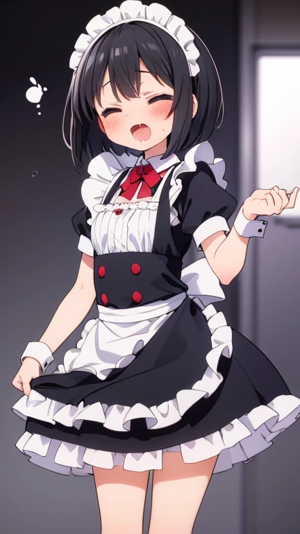 white underwear, long black hair, scared,loli