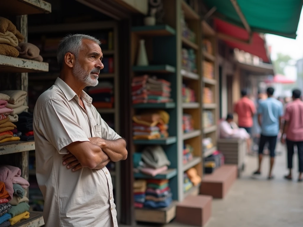 malay man in traditional Malay costume walking at night in Kuala Lumpur street, alone in white shirt, grey hair and beard, crowded area, regret face, detailed skin texture, soft lighting, pastel color grading, Super 8mm lens, Deep Focus cinematography effect, ultra realistic, 8k.
