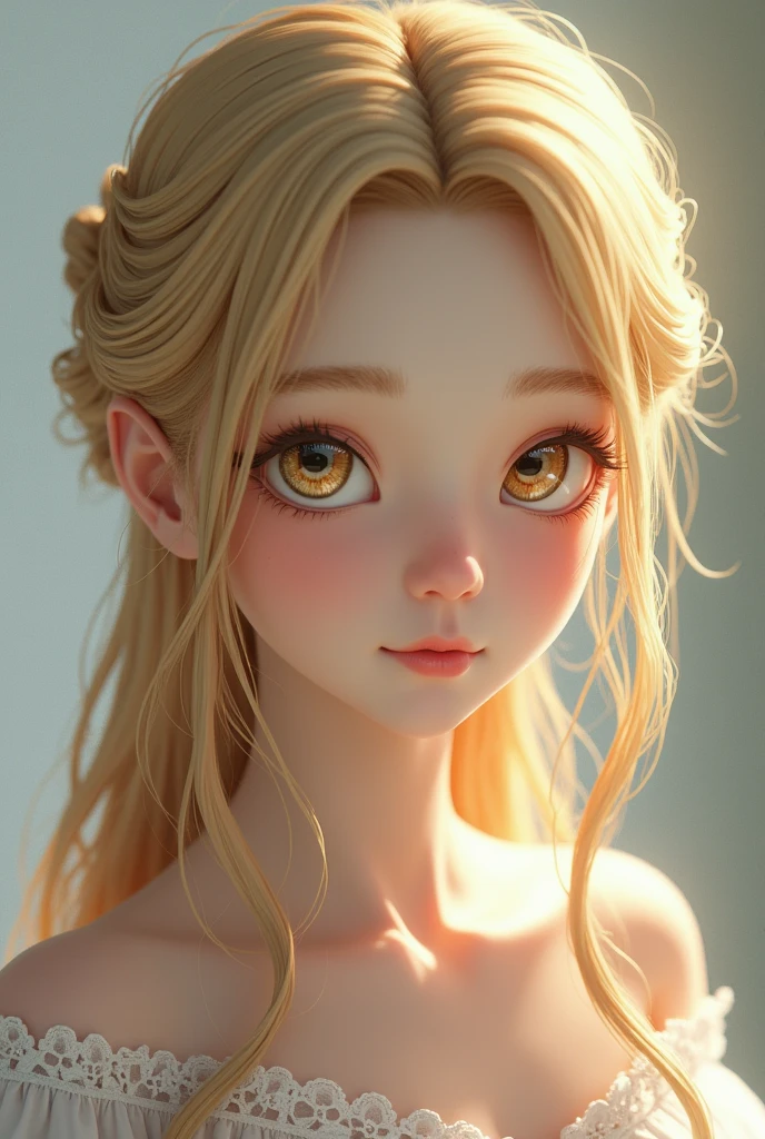 1fille de 13 ans, bare, Longhaire, smalll breasts, regarder le spectateur, blond hair, Bare shoulders, Brown eyes, jewels, tout le corps, neckleace, off shoulder, Pull-over, Lips, realistic, nose, Flirting with the naked camera 

