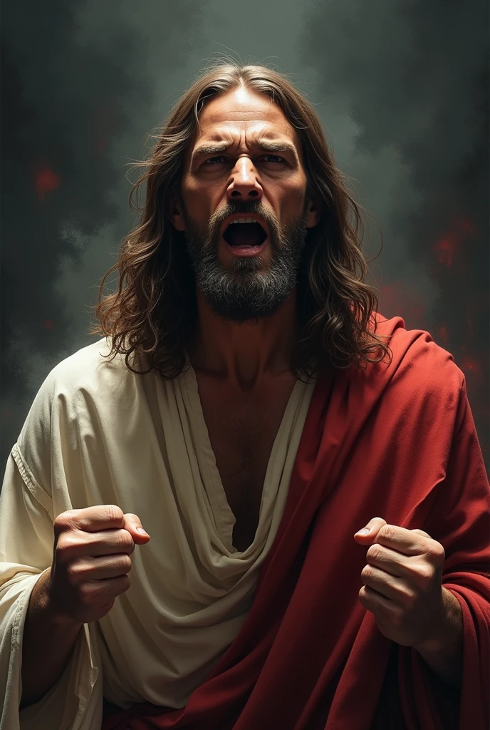 Jesus Angry mood with one finger up image single jesus